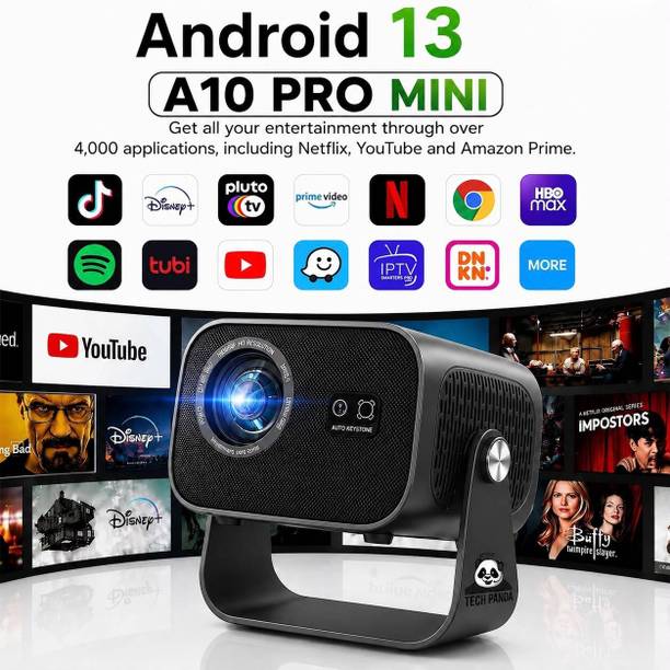 TECHPANDA A10 PRO MINI Android 13 Smart Projector 1080P Full HD Auto Focus (199 lm / 1 Speaker / Wireless / Remote Controller) Portable Projector