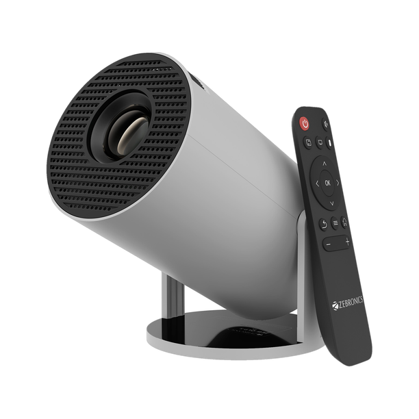 ZEBRONICS Zeb-QLP 5 [Pixaplay 73] (3700 lm / 1 Speaker / Wireless / Remote Controller) Portable 720p Native with 4K Support, OTT Apps (Netflix, PrimeVideo, Hotstar), 200-degrees Rotatable, Auto Keystone, Miracast, 3W Speaker, 130-inch Screen, WiFi|BT, Android Projector