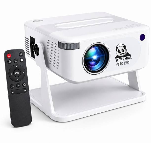 TECHPANDA Smart Projector ,WiFi 6 | Native 720p | 180° Rotate | 130" Screen (6000 lm) (6000 lm / 1 Speaker / Wireless / Remote Controller) Portable Projector