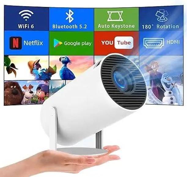 Punnkk HY300 Pro Smart,4K HD Wifi6 BT5, Android12, 180Degree Rotation Auto Keystone (4500 lm / 1 Speaker / Wireless / Remote Controller) Portable Projector