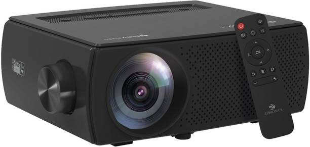 ZEBRONICS ZEB - LP 4 [PIXAPLAY 15] (6000 lm / 1 Speaker / Wireless / Remote Controller) Portable with Dolby Audio ,4K Support,180 Inch Screen Size, Supports Bluetooth, USB, HDMI, AV, AUX, WIFI, APP Support, 1080p Native, Miracast, Airplay Smart LED Projector