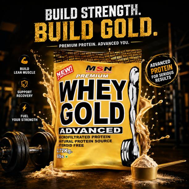 MUSCLE SIZE MSN Whey Gold Advanced Protein Powder 6lbs Gym Workout Muscle Builder Weight Gainers/Mass Gainers