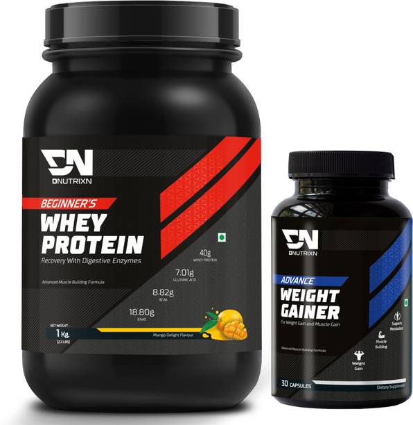 DNUTRIXN Beginner's High Whey Protein 40G + Weight Gainers | Muscle Building Formula Whey Protein