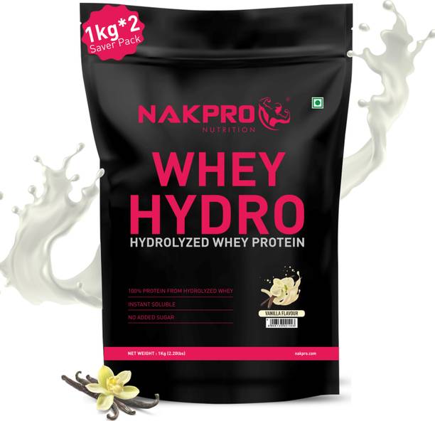Nakpro HYDRO Whey Protein Hydrolyzed Supplement Powder - 2 kg Vanilla (1Kg*2) Whey Protein