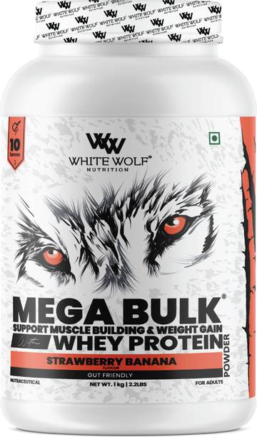 White Wolf Wolf Mega Bulk Gainer – Strawberry Banana | 1kg Weight Gainers/Mass Gainers