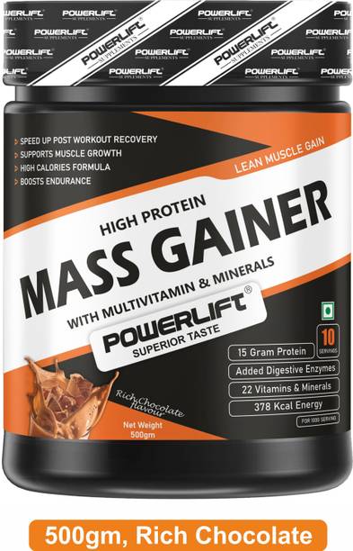 POWERLIFT Mass Gainer Protein with 22 Vitamin & Minerals | With Digestive Enzymes Weight Gainers/Mass Gainers