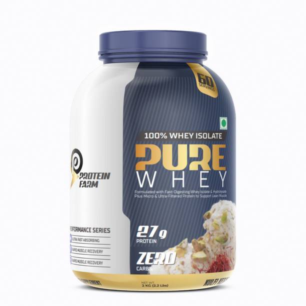 PROTEINFARM PURE WHEY ISOALTE AND HYDROLYSED PROTEIN 2 KG ,0 CARBS LOW FAT FOR LEAN MUSCLE Whey Protein