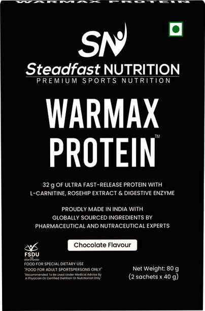 Steadfast NUTRITION Warmax whey Protein Chocolate 2 Sachsts 80 gm ,Isolate & Hydrolysate,32G Protein Whey Protein