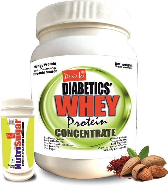 DEVELO Diabetic Whey Protein Powder for Diabetes Care + Low Calorie Sweetener Whey Protein