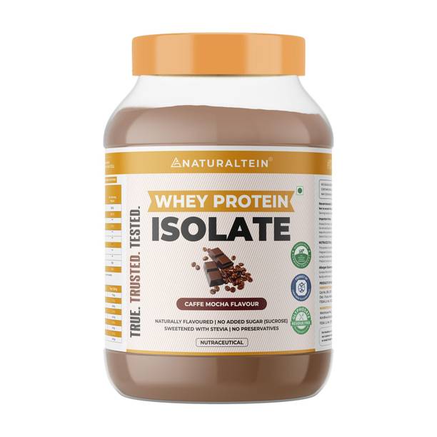 NATURALTEIN Natural Whey Isolate 1kg Cafe Mocha|25g Protein|Natural, Clean & Easy to Digest Whey Protein