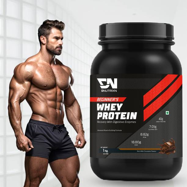 DNUTRIXN Beginner's High Whey Protein 40G | Advanced Muscle Building Formula with BCAA+ Whey Protein