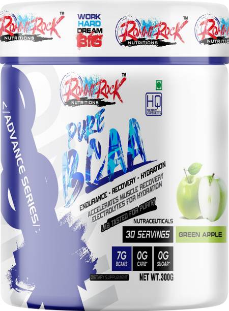 RONNIROCK Pure BCAA 300gm Green Apple Flavor 30 Serving Muscle Recovery & Growth No Sugar BCAA