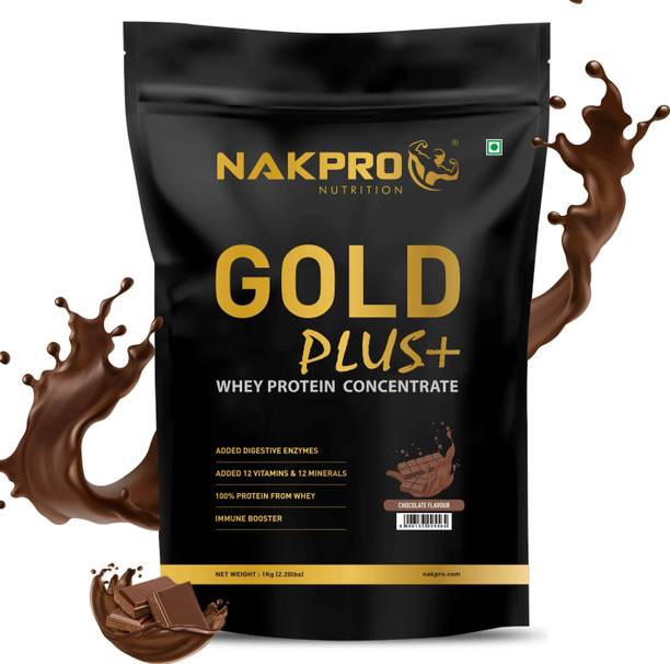 Nakpro Gold Plus+ Whey Protein Concentrate with Digestive Enzymes|25g Protein 5.5g BCAA Whey Protein