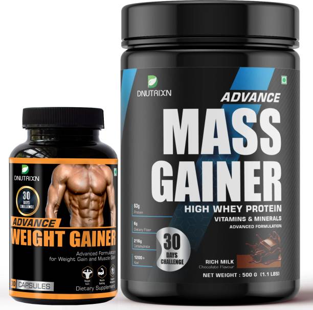 DNUTRIXN Advance High Protein Mass Gainer |High Whey Protein 63G |High Calories 1200+Kcal Weight Gainers/Mass Gainers