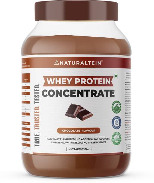 NATURALTEIN Natural Whey Protein Concentrate Chocolate | 1 kg | Naturally Flavored Whey Protein
