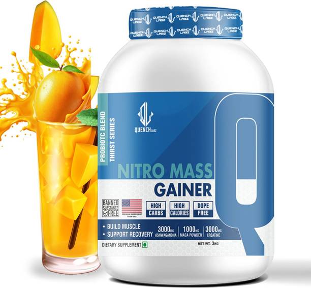 QUENCHLABZ Nitro Mass Gainer | 3G Ashwagandha | 1G Macca | 3G Creatine Weight Gainers/Mass Gainers