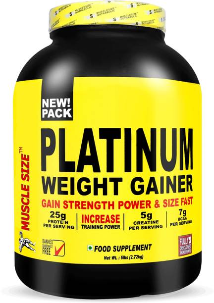 MUSCLE SIZE Platinum Weight Gainer (6lbs,Strawberry) Weight Gainers/Mass Gainers
