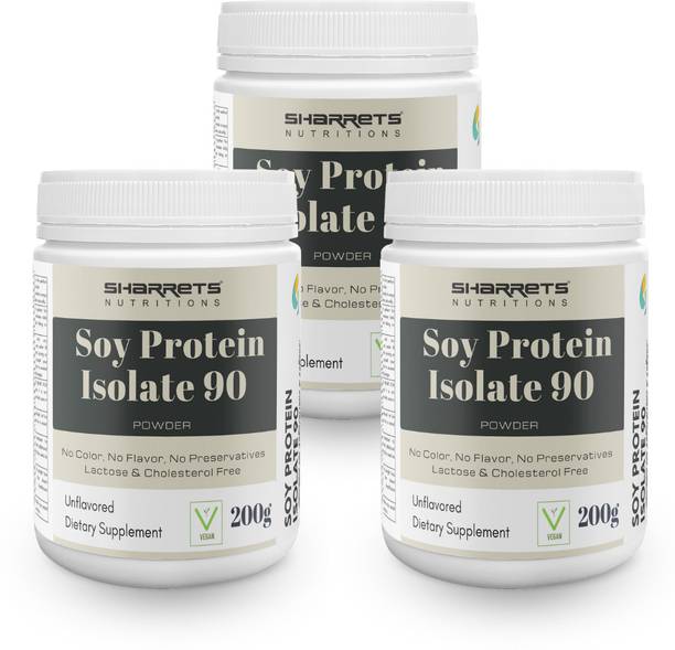 SHARRETS NUTRITIONS Isolated Soy Protein Unflavored powder Pack of 3 Plant-Based Protein