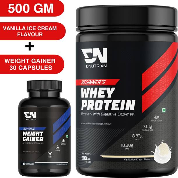 DNUTRIXN Beginner's High Whey Protein 40G + Weight Gainers | Muscle Building Formula Whey Protein