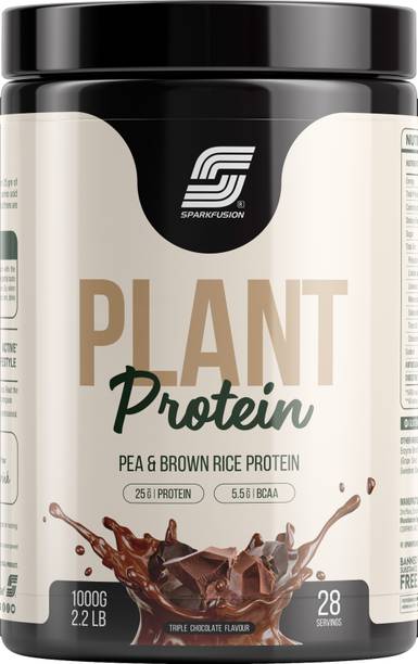 Sparkfusion Vegan Plant Protein Powder Essential Amino Acids Chocolate Flavour 1kg(Unisex) Protein Shake