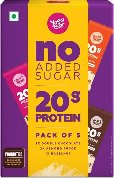 Yogabar No Added Sugar 20g Protein Bars Variety Pack | Pack of 5 Protein Bars