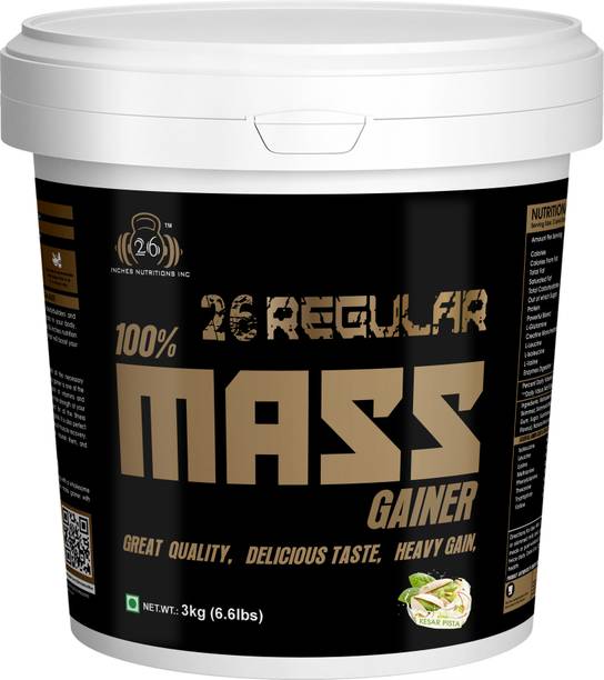26INCHES NUTRITIONS INC Regular 100% Mass Gainer 3 Kg (Kesar Pista) Weight Gainers/Mass Gainers