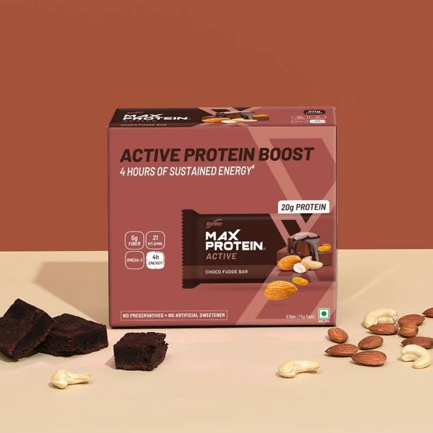 RiteBite Max Protein Active Choco Fudge 20g Protein Bars with 5g Fiber & 21 Vit. & Minerals Protein Bars