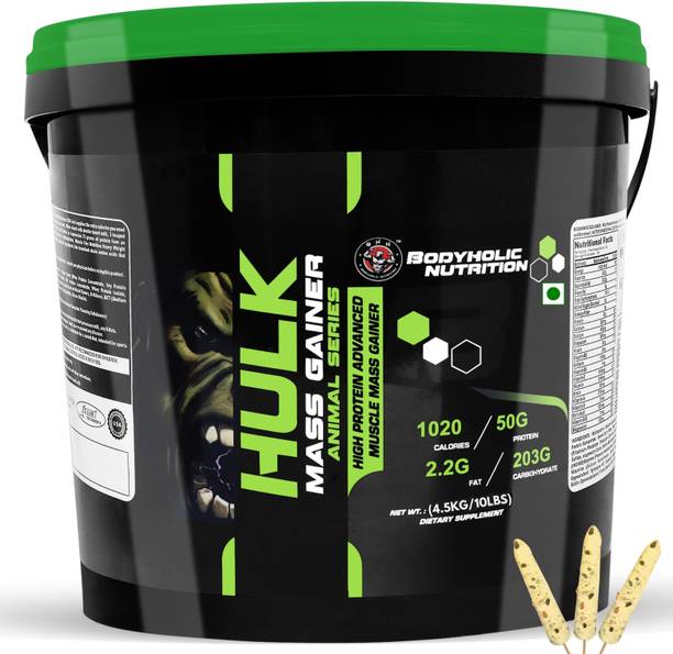BODYHOLIC Nutrition Hulk Mass Gainer High Protein Calories Advance Muscle Mass Gain-10lbs Weight Gainers/Mass Gainers