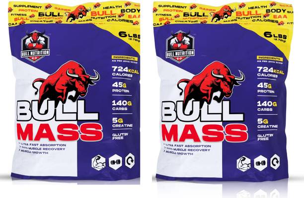 BULL NUTRITION bull mass gainer Muscle Recovery and Muscle Growth 6+6lbs Weight Gainers/Mass Gainers