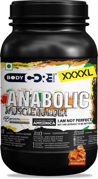 Body Core Science XXXXL Anabolic Muscle Builder(Butterscotch-1Kg) Weight Gainers/Mass Gainers