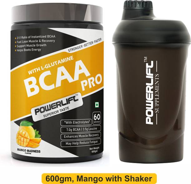 POWERLIFT BCAA Pro with Shaker, Muscle Recovery with Glutamine & Electrolyte BCAA