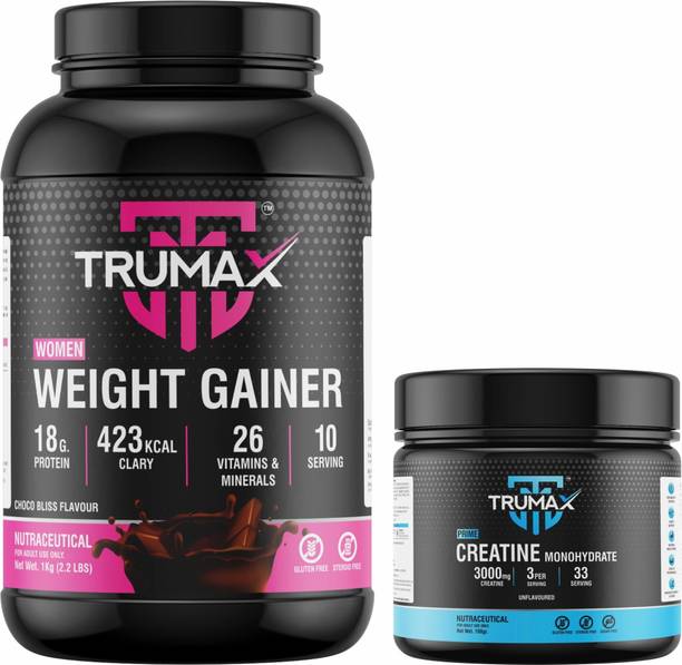 TRUMAX Women Weight Gainer 1.0kg with Creatine Unflavoured 100gm Combo Pack Weight Gainers/Mass Gainers