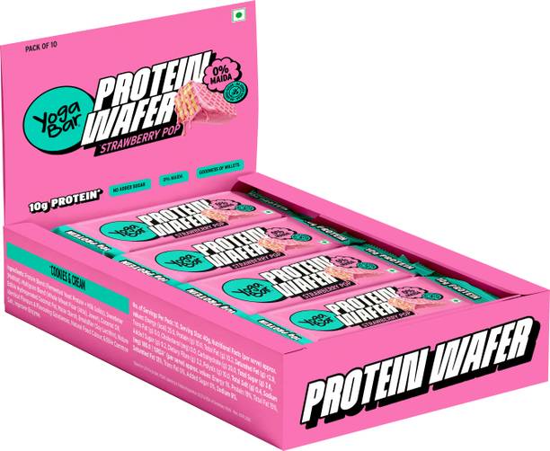 Yogabar 10g Protein Wafer Bars|Strawberry Pop|Goodness of Millets|0% Maida|10 Protein Wafer