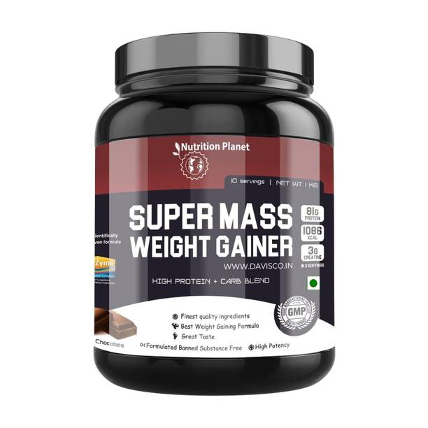 Nutrition Planet Super Mass Weight Gainer with Multivitamins (Rich Chocolate, 1Kg / 2.2 LB) Weight Gainers/Mass Gainers