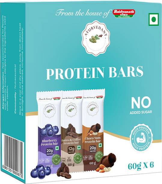 Baidyanath Ayurvedant Combo pack | 3 flavours Pack of 6 Protein Bars
