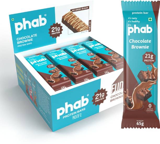 Phab protein Bar-21g protein, No Preservatives, No Artificial Sweeteners,(Pack of 12) Protein Bars