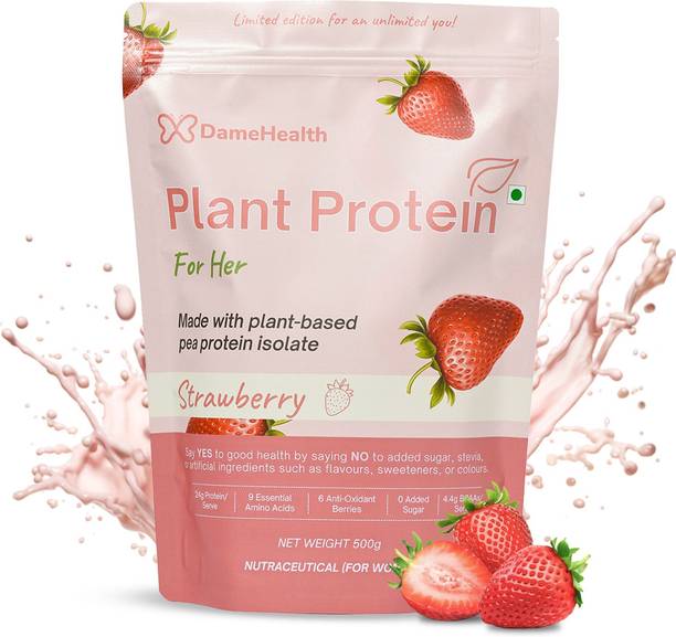 dame health Women’s Plant Protein 24g/Serve - 500gm Pack of 1 100%Natural Safe Pea Isolate Plant-Based Protein