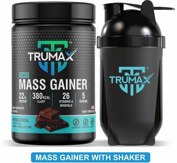 TRUMAX Power Mass Gainer 500gm with Shaker, Concentrate Protein Vitamins & Minerals Weight Gainers/Mass Gainers