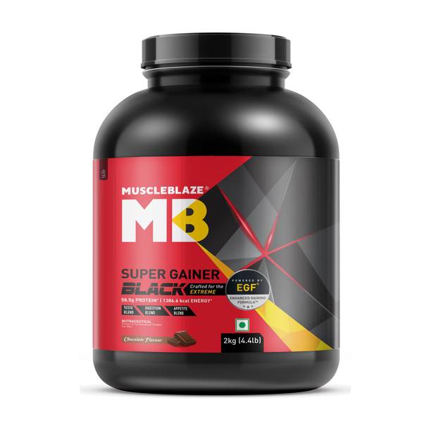 MUSCLEBLAZE Super Gainer Black with EGF™, for Muscle Gain Weight Gainers/Mass Gainers
