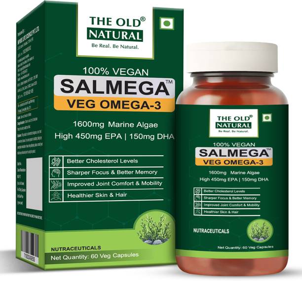 The Old Natural Salmega Omega 3 1600mg | Algae DHA EPA Supplement | Plant Based 60 Capsules Plant-Based Protein