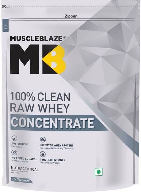 MUSCLEBLAZE 100% Clean Raw Concentrate | 24g Protein per Scoop | Easy to Digest Whey Protein