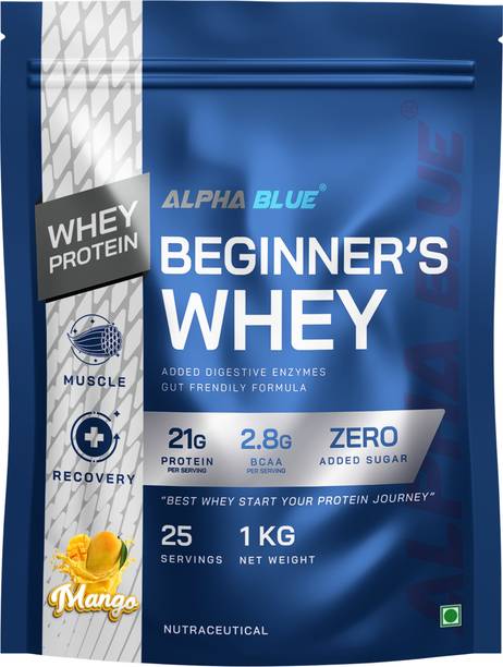 ALPHABLUE Beginner's Whey Protein, 21g Protein, with Digestive Enzymes Whey Protein