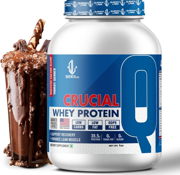 QUENCHLABZ Crucial Whey | 35.5g Protein | 0g Trans Fat | Probiotics | Digestive Enzymes Whey Protein
