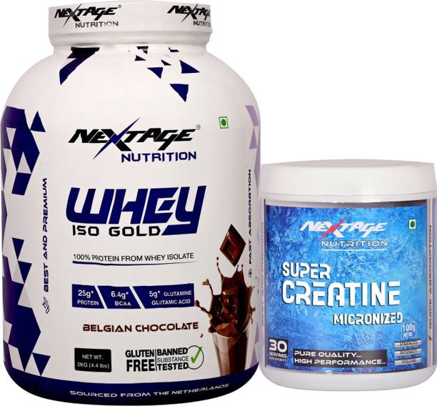Nextage Whey Iso Gold Protein 2kg, 25g Protein with Creatine Unflavoured 100g Whey Protein