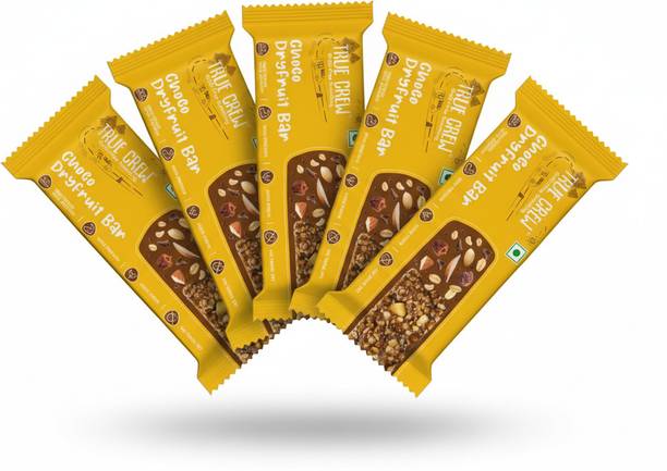 TRUE CREW Choco Dry Fruit Bar, 25 g - High Protein, High Fiber (Pack of 5) Nutrition Bars