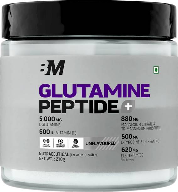 BIGMUSCLES NUTRITION L-Glutamine + Peptides | Amino Acid with Electrolytes, Magnesium, Vit. D & C | Glutamine
