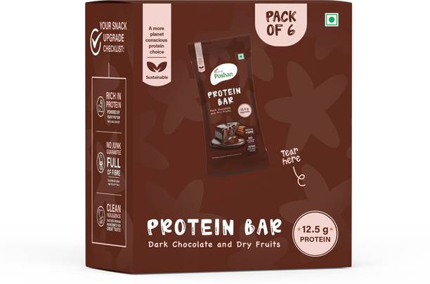 Acme Poshan Protein Bar Dark Chocolate and Dry Fruits 50gms, 12.5gms protein-Pack of 6 Protein Bars