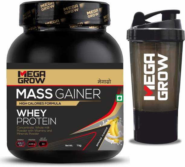MEGAGROW High Calories Formula Whey Protein with Shaker- Pack of 1 Weight Gainers/Mass Gainers