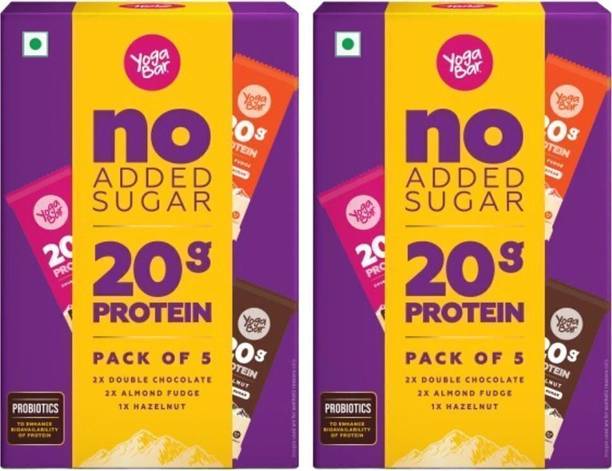 Yogabar No Added Sugar 20g Protein Bars Variety Pack | Pack of 10 Protein Bars