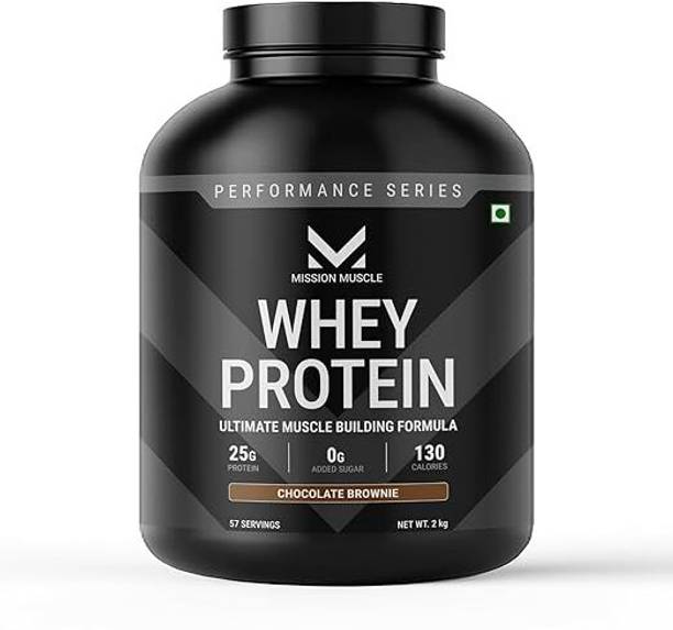 MISSION MUSCLE Whey Protein, Caramel Toffee Flavour, 2kg, 25g Protein Per Serving, 57 Servings Whey Protein
